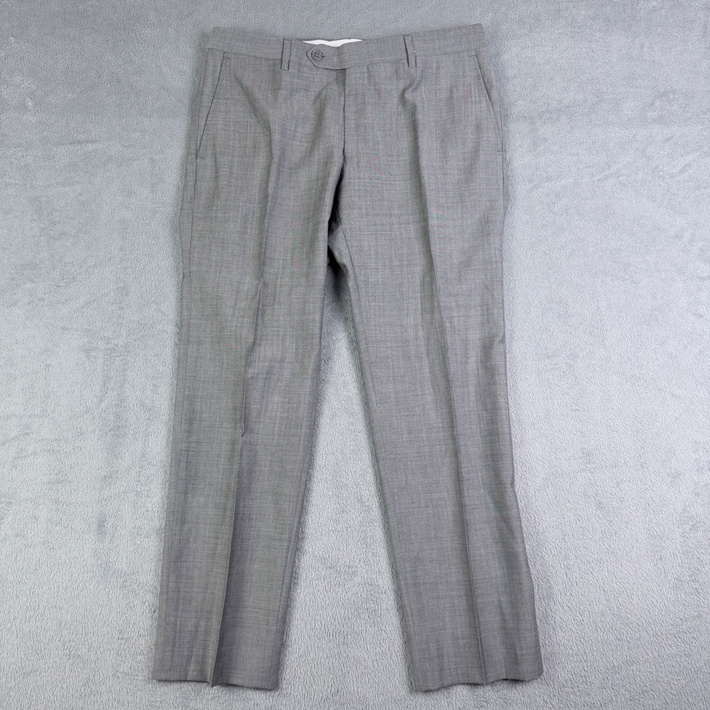 Tombolini Mens Grey 100% Virgin Wool Dress Pants Made in Italy Size 48 IT 33x28